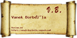 Vanek Borbála névjegykártya